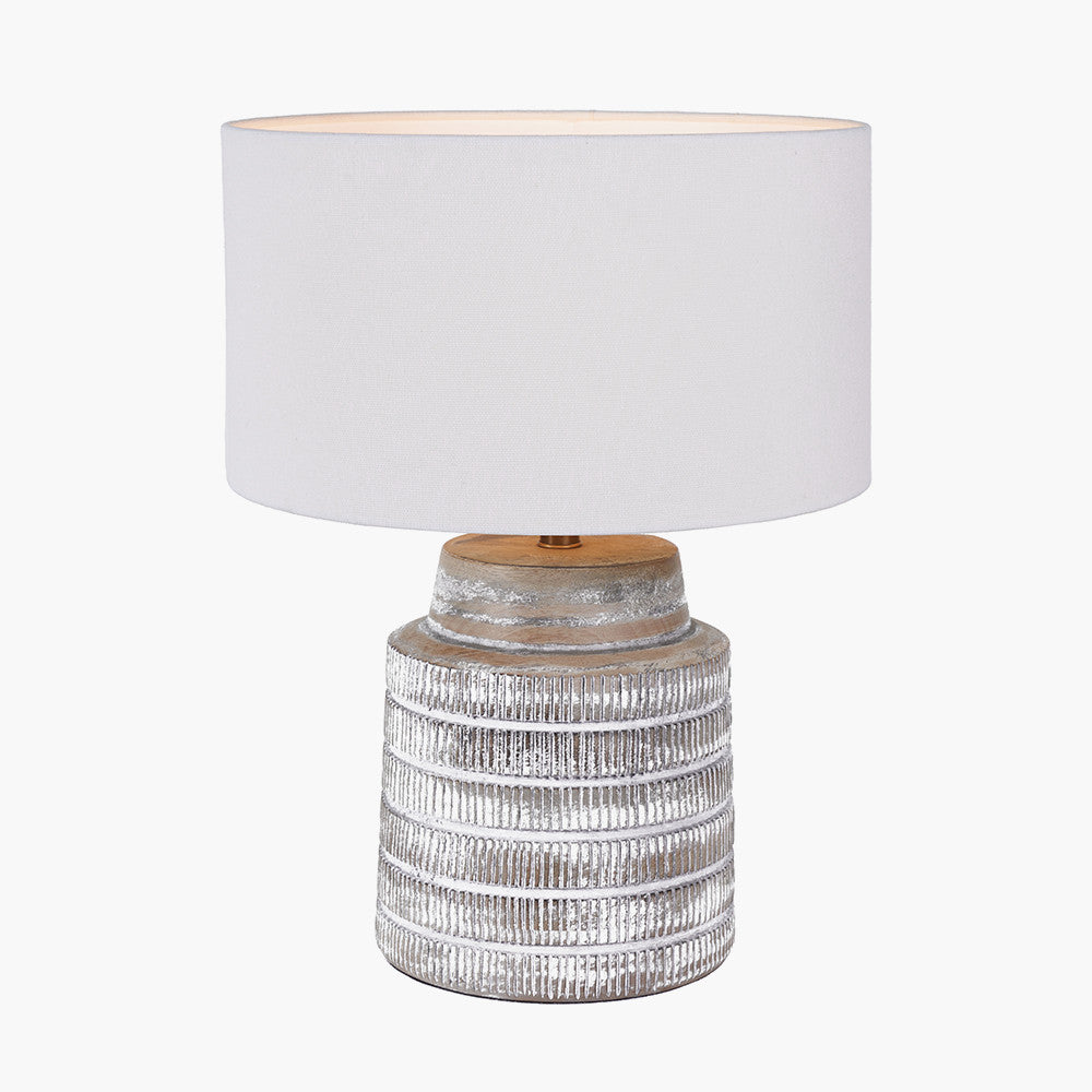Paihia White Wash Wood Textured Short Table Lamp - Base Only